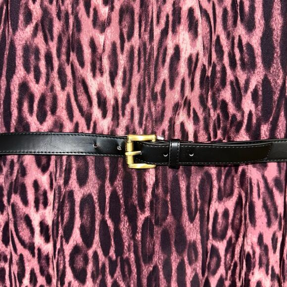 MICHAEL Michael Kors Purple Animal Print Belted Sheath Dress Size 14 - Picture 4 of 15